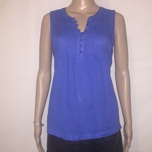Lucky Brand blue button down sleeveless top Sz S